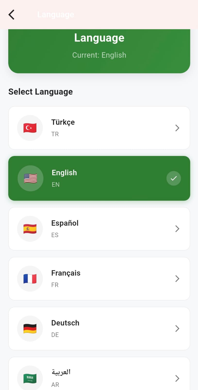 HemoAI language selection screen